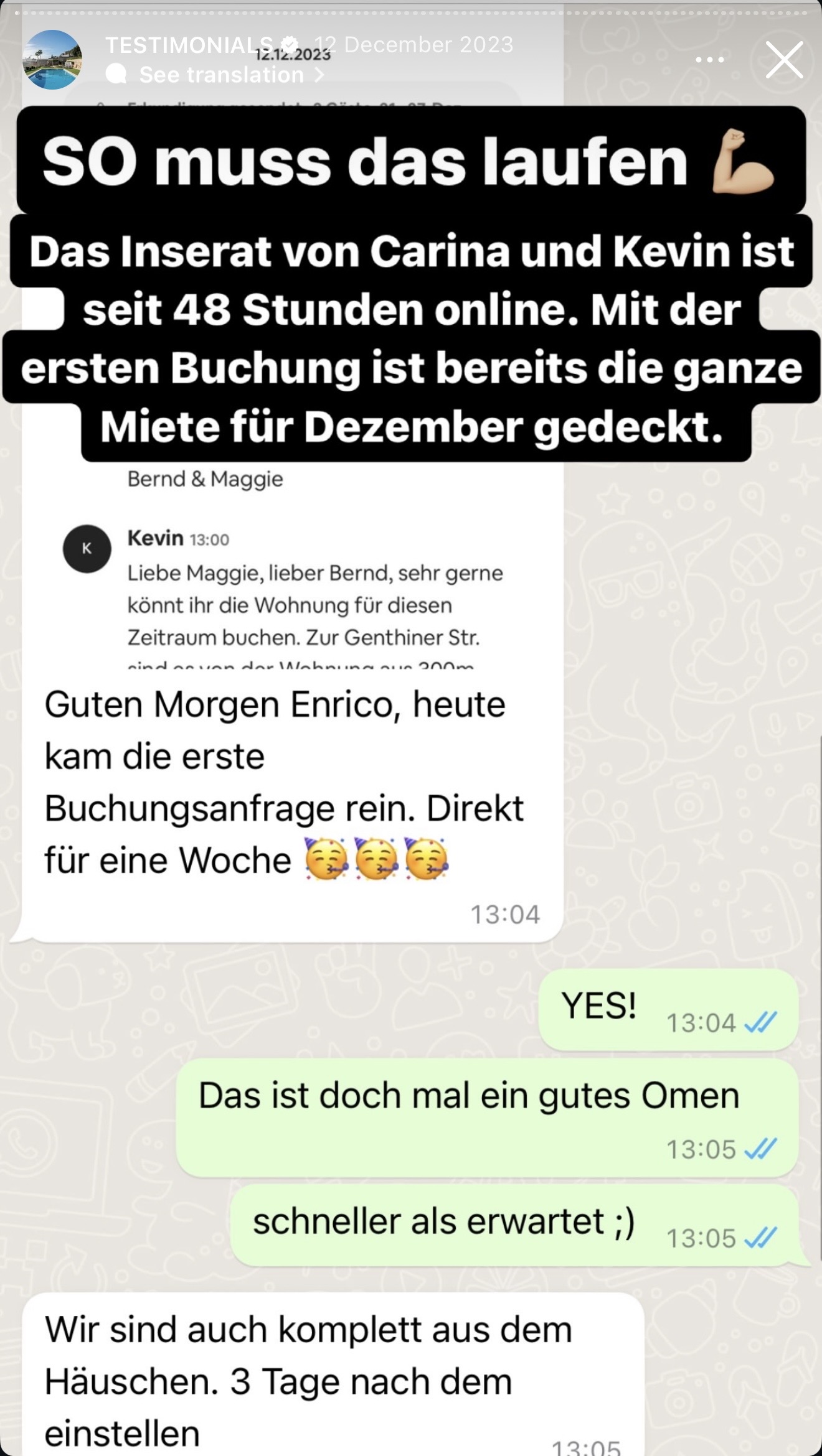 Client WhatsApp testimonial