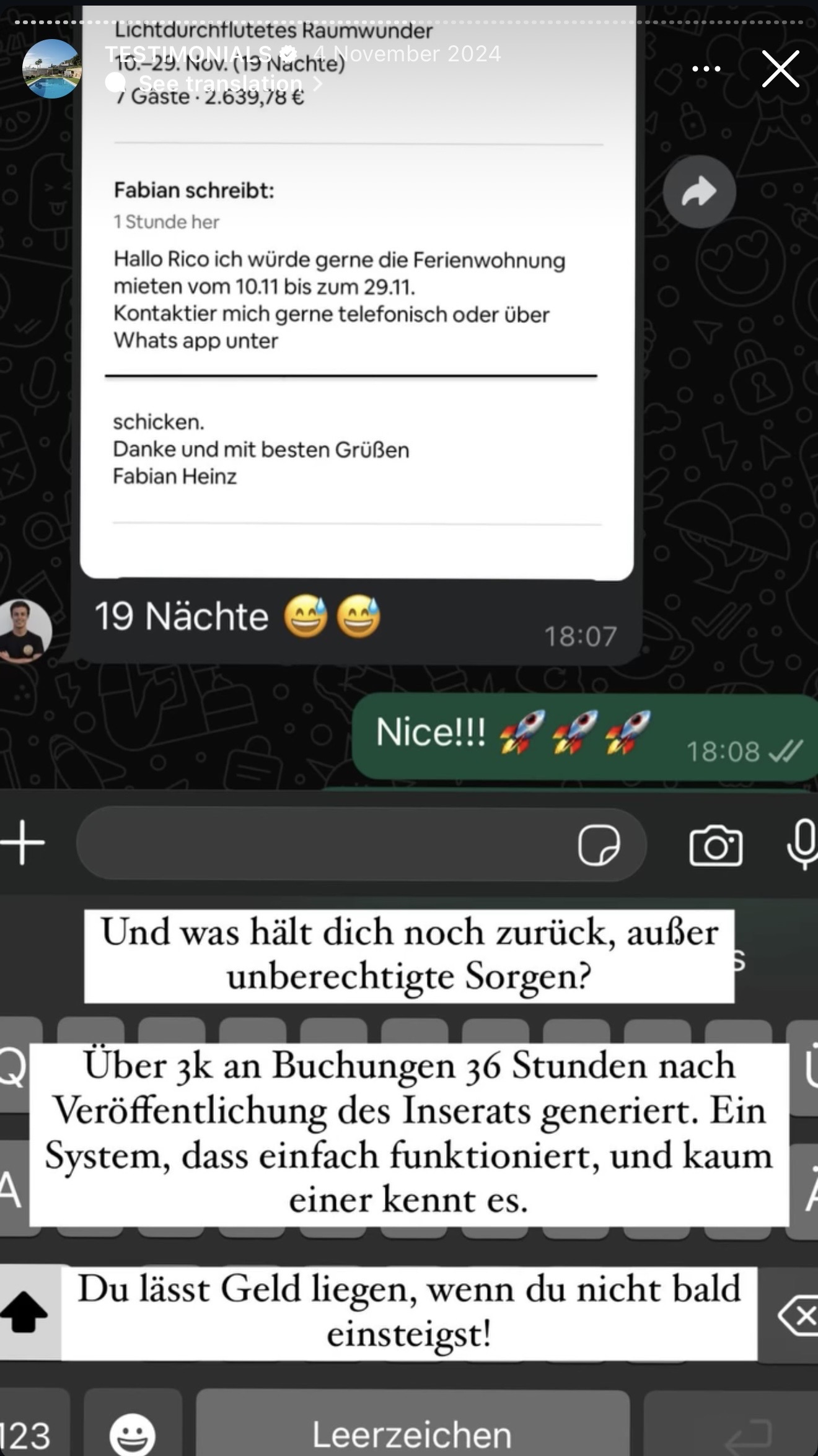 Client WhatsApp testimonial