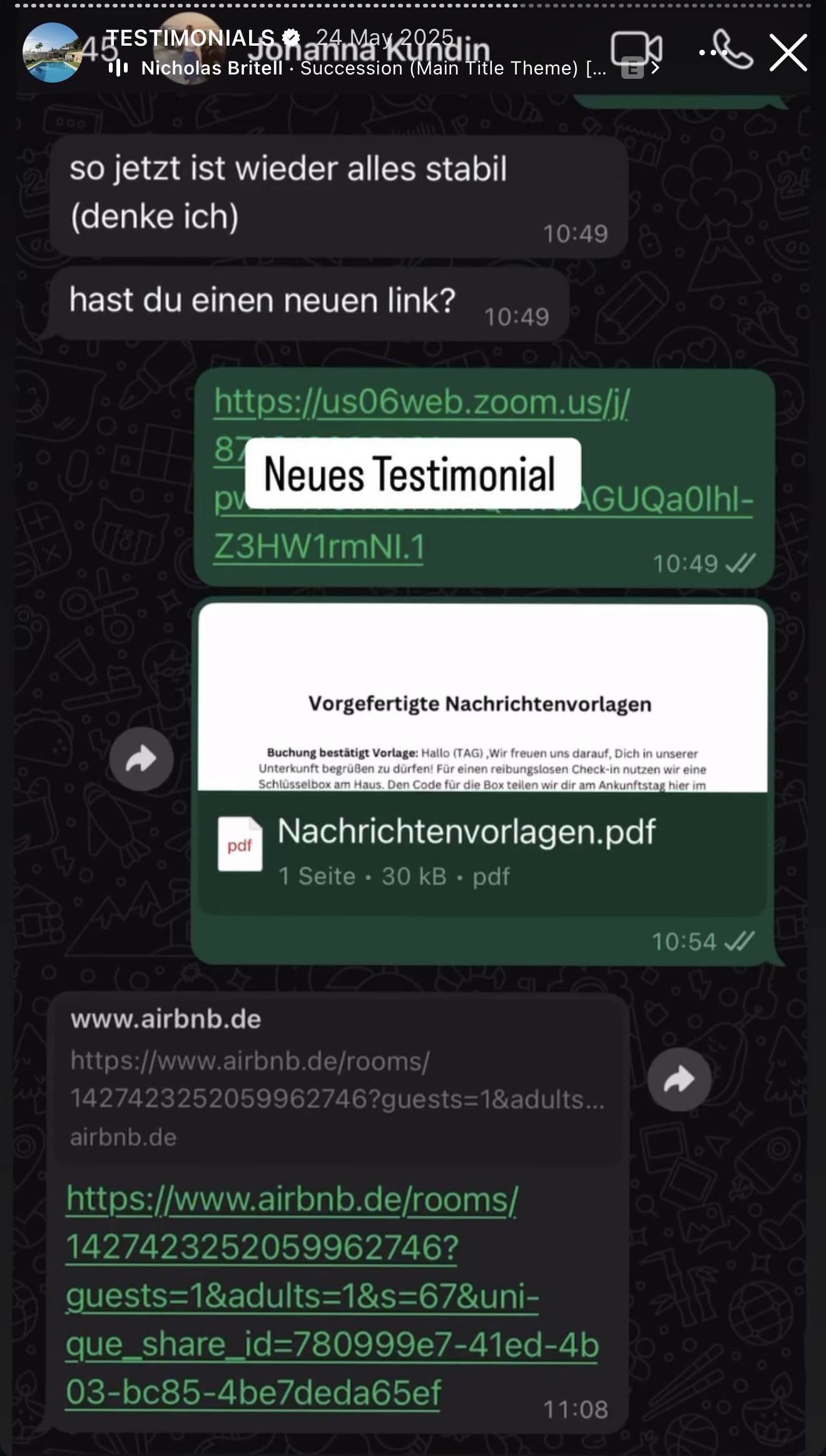 Client WhatsApp testimonial