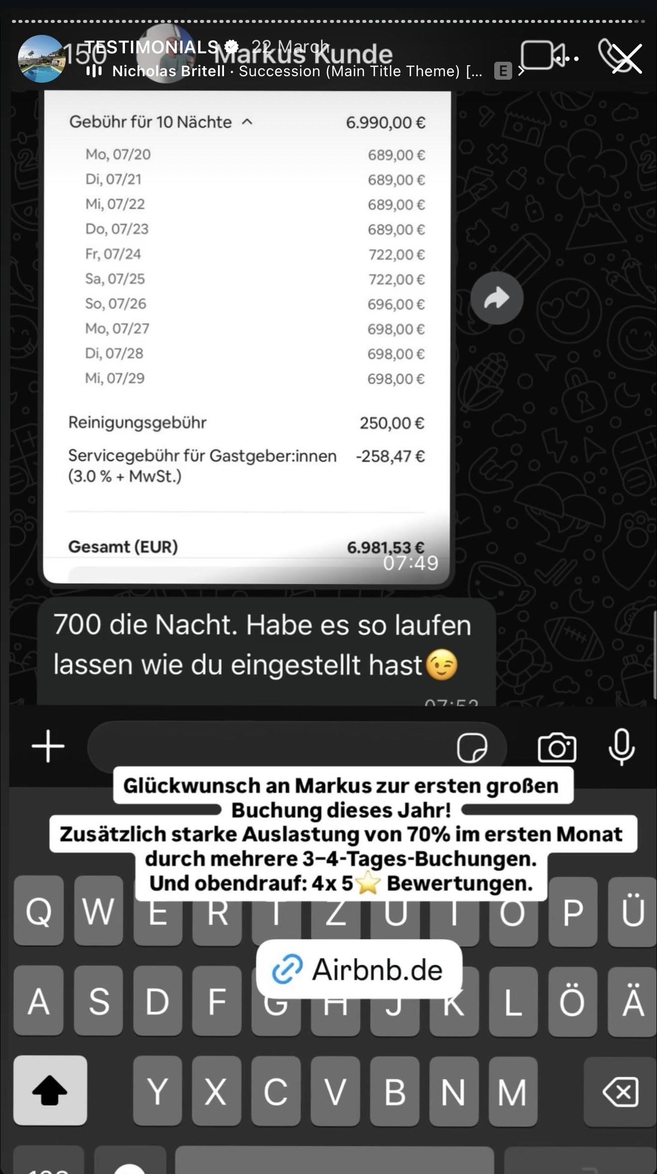 Client WhatsApp testimonial